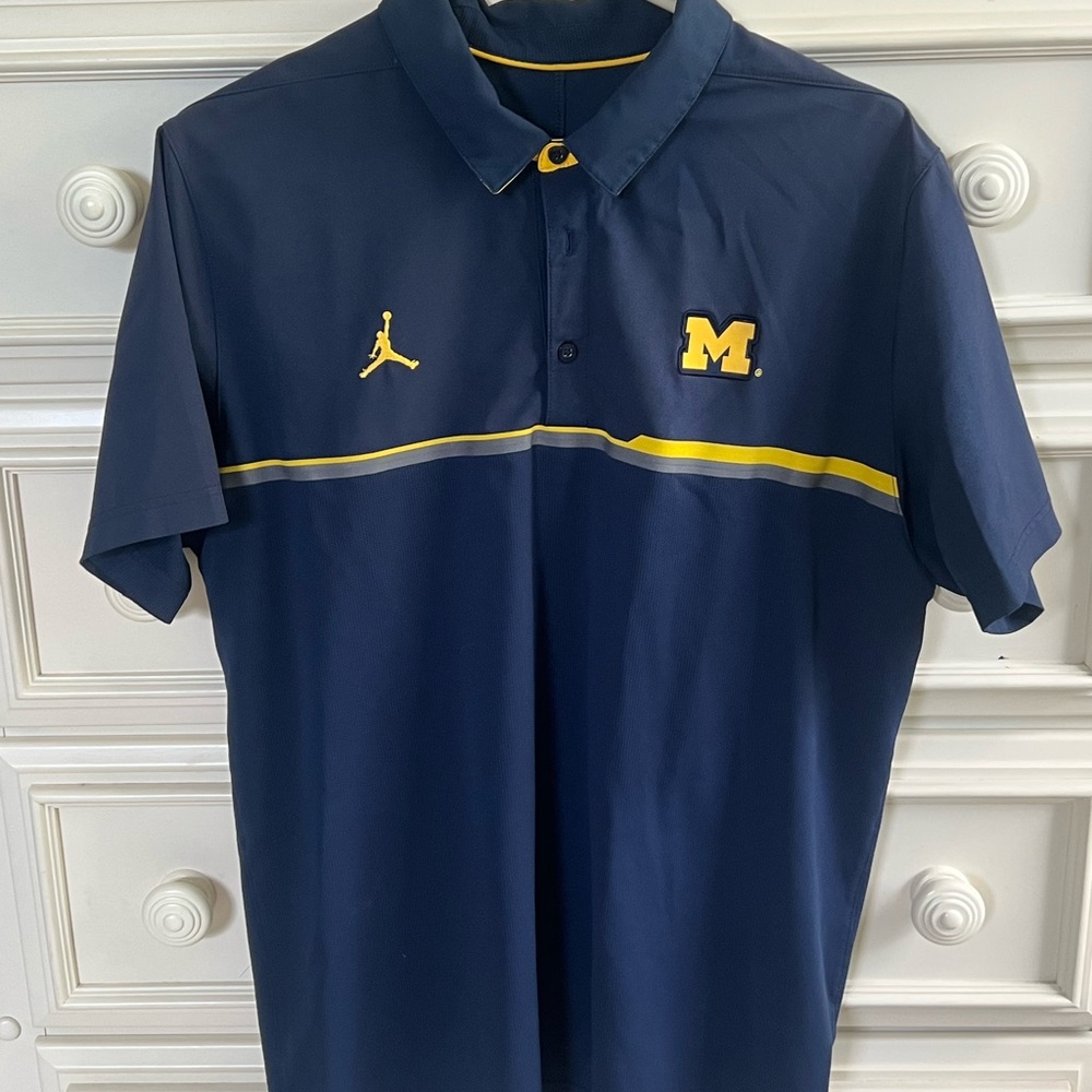 Jordan Blue and Yellow Polo Michigan Shirt